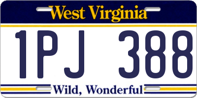 WV license plate 1PJ388