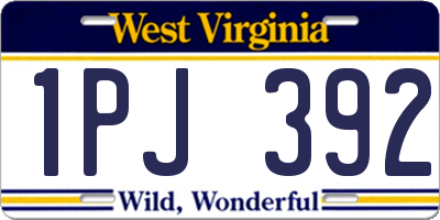 WV license plate 1PJ392