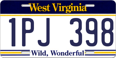 WV license plate 1PJ398