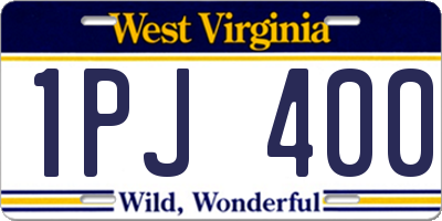 WV license plate 1PJ400