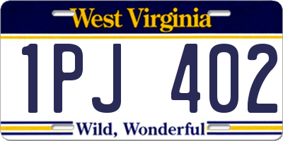 WV license plate 1PJ402