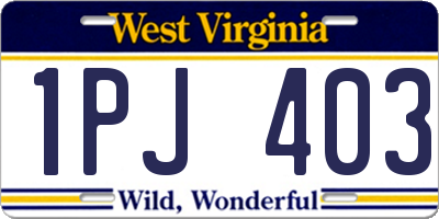 WV license plate 1PJ403