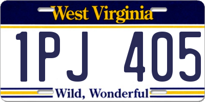 WV license plate 1PJ405