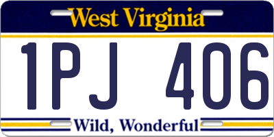 WV license plate 1PJ406