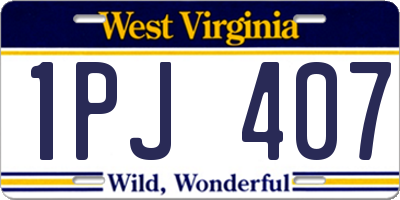 WV license plate 1PJ407