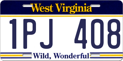 WV license plate 1PJ408