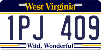 WV license plate 1PJ409