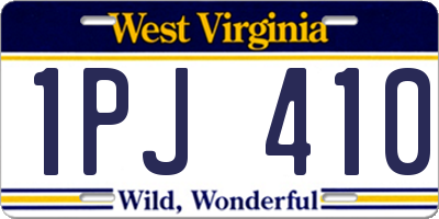 WV license plate 1PJ410