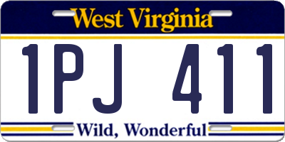 WV license plate 1PJ411