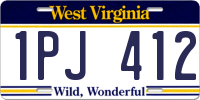 WV license plate 1PJ412