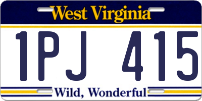 WV license plate 1PJ415