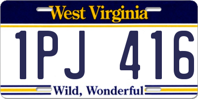 WV license plate 1PJ416