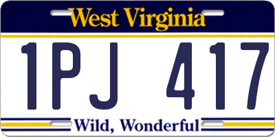 WV license plate 1PJ417
