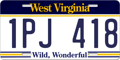 WV license plate 1PJ418