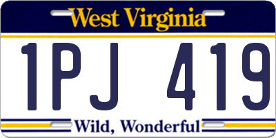 WV license plate 1PJ419