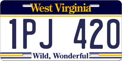 WV license plate 1PJ420