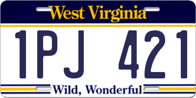 WV license plate 1PJ421