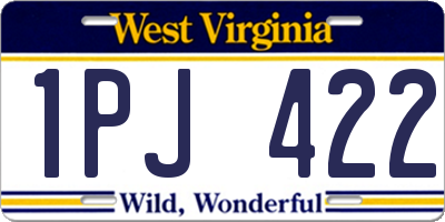 WV license plate 1PJ422