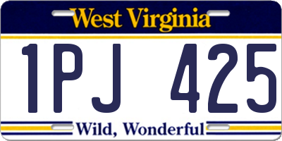 WV license plate 1PJ425
