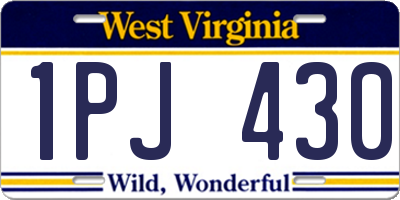 WV license plate 1PJ430