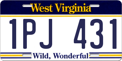 WV license plate 1PJ431