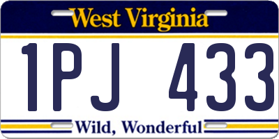 WV license plate 1PJ433