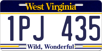 WV license plate 1PJ435