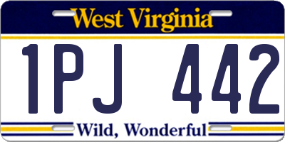 WV license plate 1PJ442