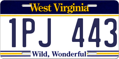 WV license plate 1PJ443