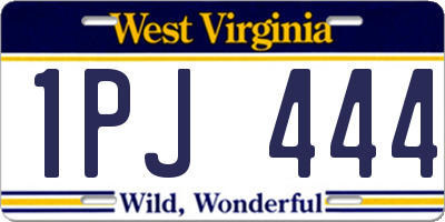 WV license plate 1PJ444