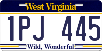 WV license plate 1PJ445