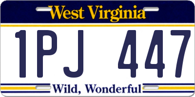WV license plate 1PJ447