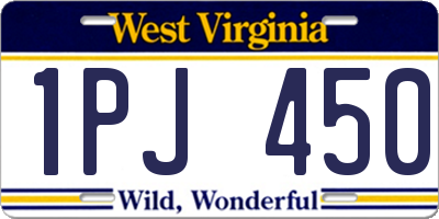WV license plate 1PJ450