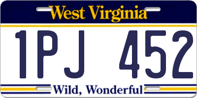 WV license plate 1PJ452