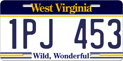 WV license plate 1PJ453