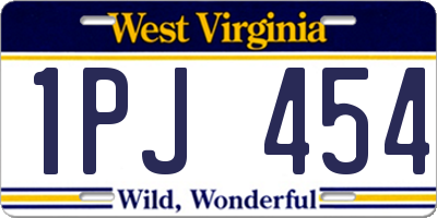WV license plate 1PJ454
