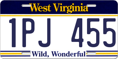 WV license plate 1PJ455