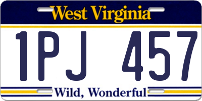 WV license plate 1PJ457