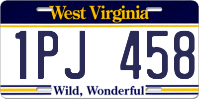 WV license plate 1PJ458