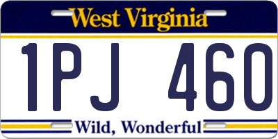 WV license plate 1PJ460