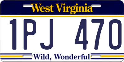 WV license plate 1PJ470