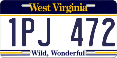 WV license plate 1PJ472