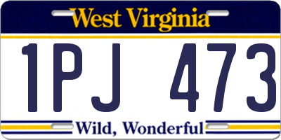 WV license plate 1PJ473