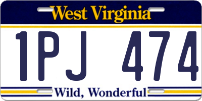 WV license plate 1PJ474