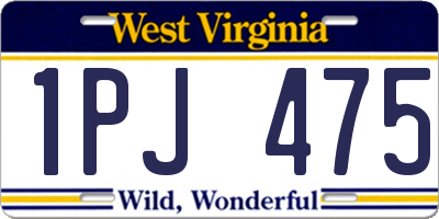 WV license plate 1PJ475