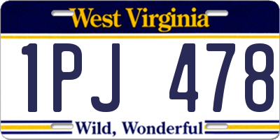 WV license plate 1PJ478