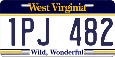 WV license plate 1PJ482