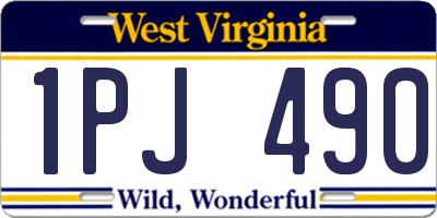 WV license plate 1PJ490