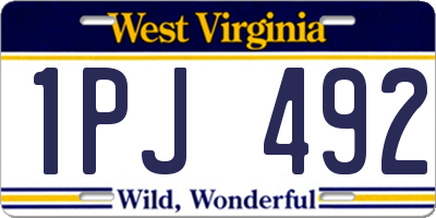 WV license plate 1PJ492