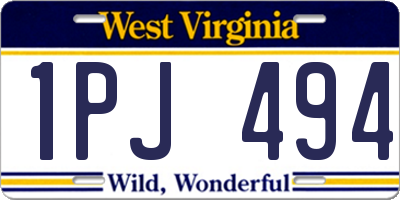 WV license plate 1PJ494